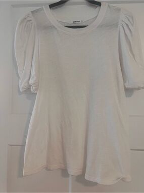 Self Contrast/Anthropologie White Puff-Sleeve Women's Tee